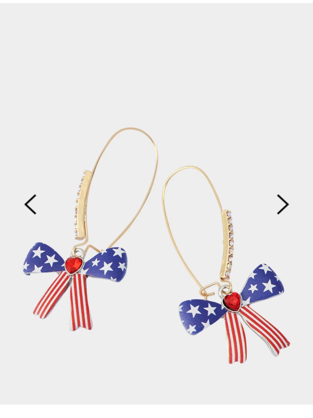 Betsey Johnson Patriotic Bow dangle Earrings in Blue, Red, White